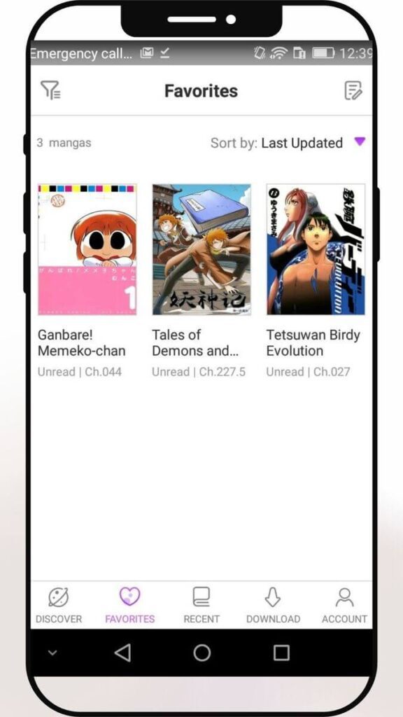 Favorite list of Manga in Mangazone APK